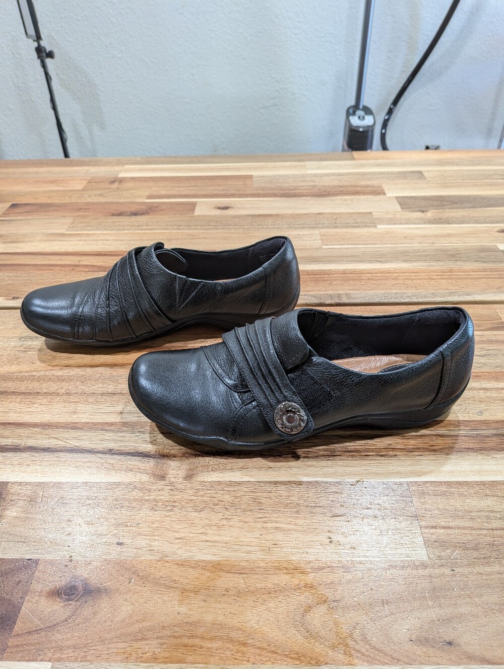 Clarks Artisan Flats Size 7.5M Black Leather Comfort Mary Jane Shoes Casual - Picture 5 of 9